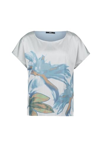 zero Damen Shirt gestreift mit Blätterdruck 40, Patch CreamBlue von zero
