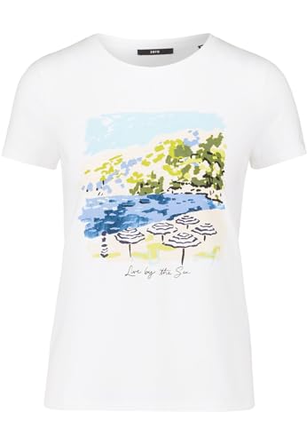 zero Damen Shirt mit Motivprint Patch WhiteBlue,34 von zero