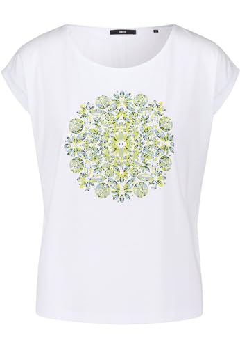 zero Damen Shirt mit Rundhalsausschnitt Patch WhiteGreen,38 von zero