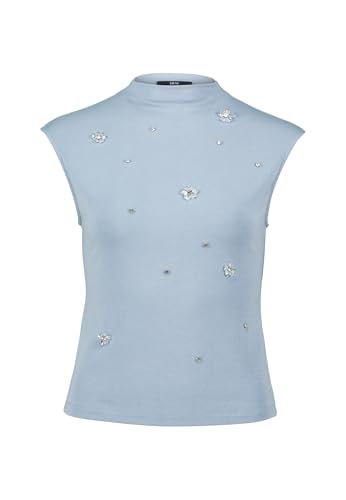 zero Damen Shirt mit Strass und Blumen 36, Patch Bluegrey von zero