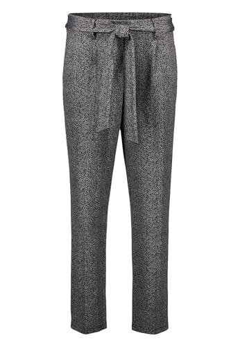 zero Damen Stoffhose Herringbone mit Bindegürtel 28 Inch 36, BlackCream von zero