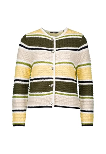zero Damen Strickjacke gestreift mit Knopfleiste Patch KhakiCream,34 von zero