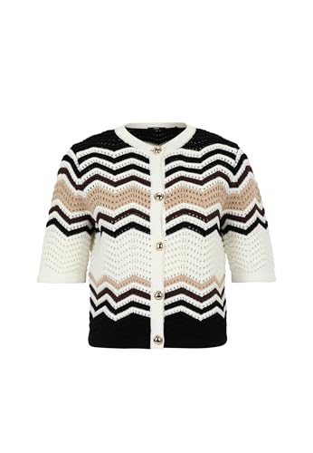 zero Damen Strickjacke mit Zickzackmuster S, Patch CreamBlack von zero