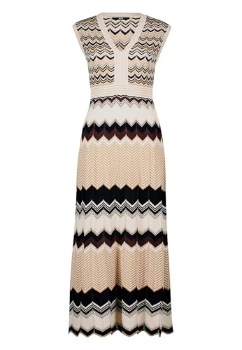 zero Damen Strickkleid mit Zickzackmuster 42, NatureBlack von zero