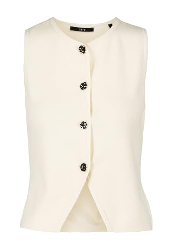 zero Damen Strickweste mit Knopfleiste Eggnog,42 von zero
