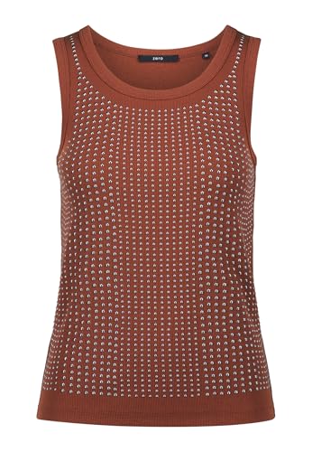 zero Damen Top mit Ziernieten 38, Patch BrownSilver von zero