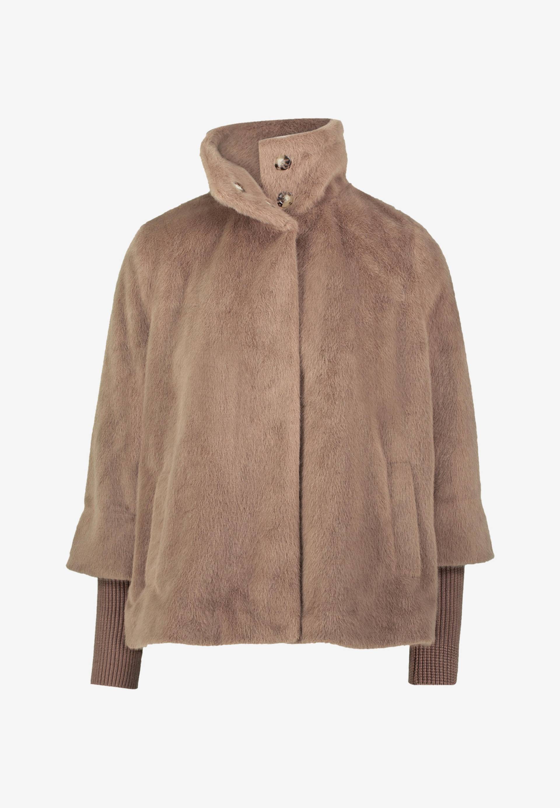 zero - Fellimitat-Jacke mit Stehkragen desert taupe - Gr. - 38 von zero