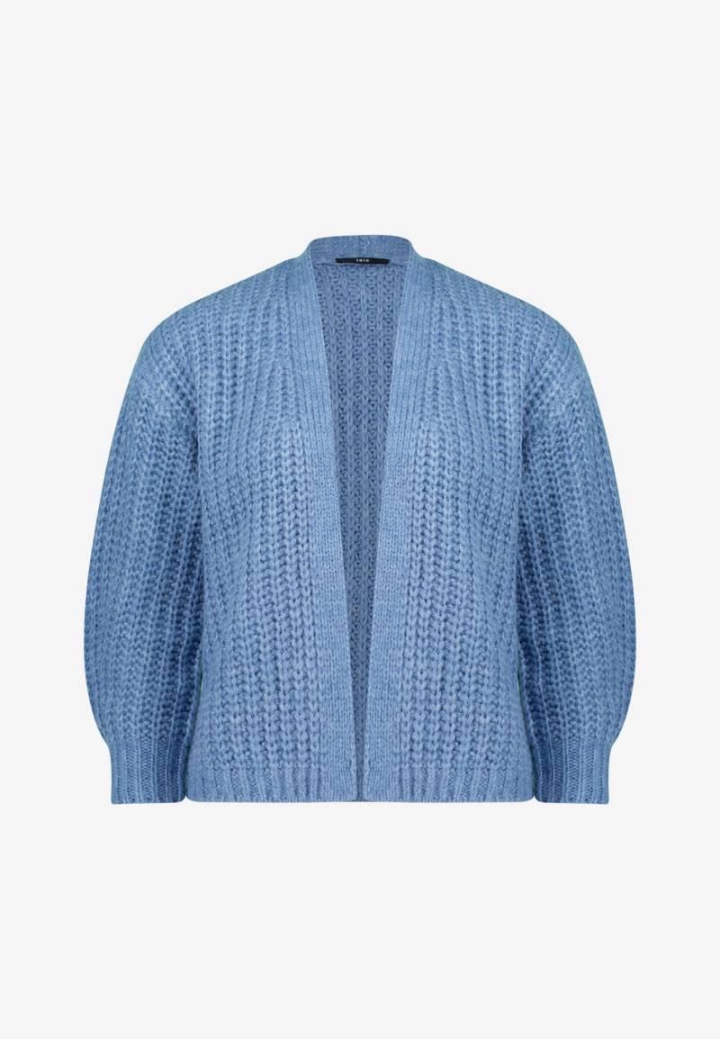 zero - Grobstrickjacke offener Style middle blue melange - Gr. - L von zero