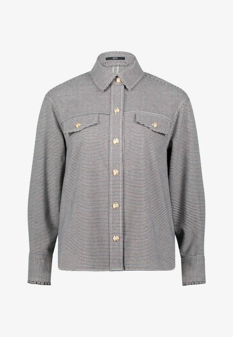 zero - Hemdbluse mit Hahnentrittmuster beigebrown - Gr. - 38 von zero