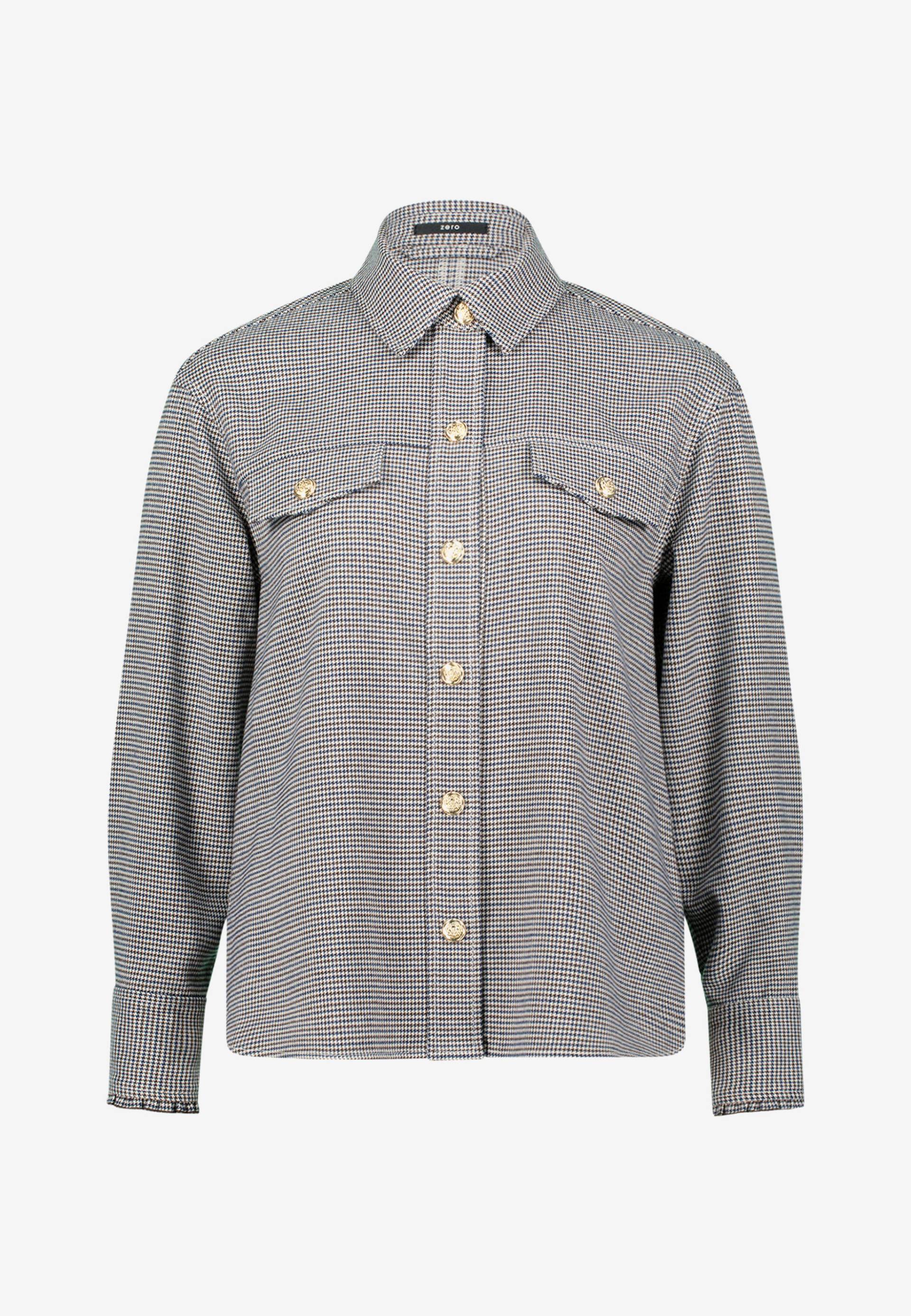 zero - Hemdbluse mit Hahnentrittmuster beigebrown - Gr. - 42 von zero