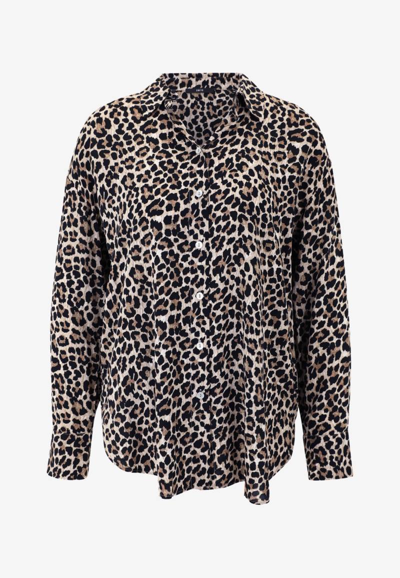 zero - Hemdbluse mit Leomuster beigeblack - Gr. - 44 von zero