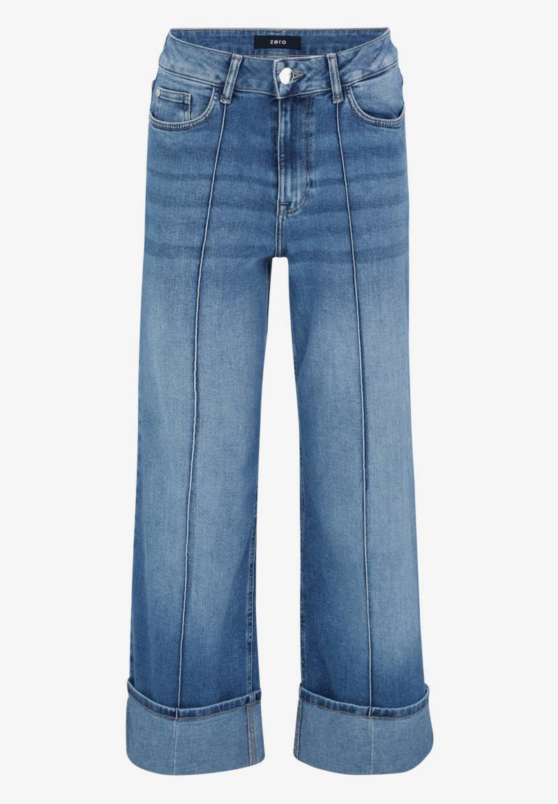 zero - Jeans weites Bein mit Umschlag 28 Inch blue used denim - Gr. - 44 von zero