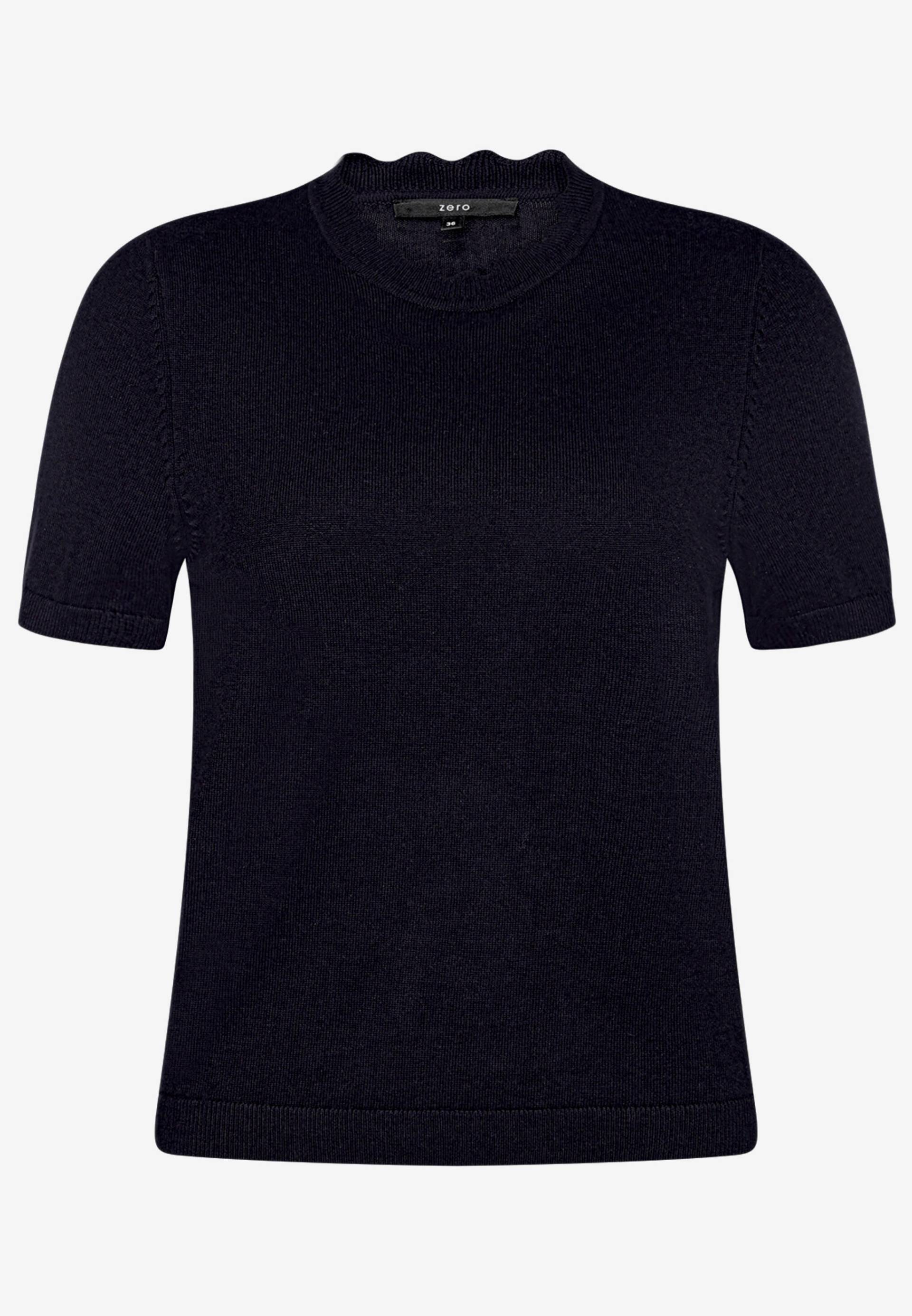 zero - Kurzarmpullover mit Wellensaum deep sky - Gr. - 36 von zero