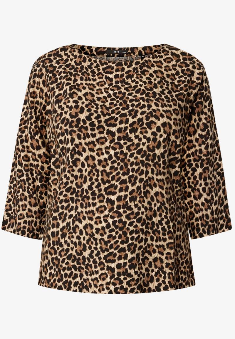 zero - Leobluse mit Rundhalsausschnitt beigeblack - Gr. - 34 von zero