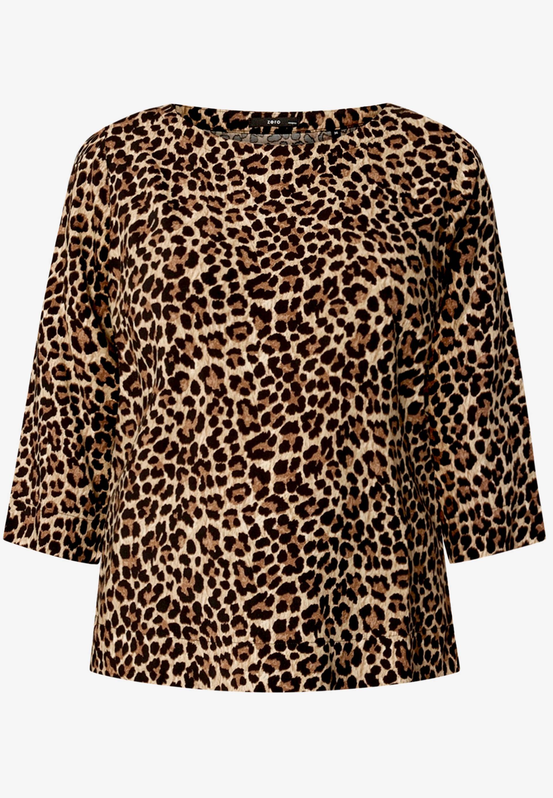 zero - Leobluse mit Rundhalsausschnitt beigeblack - Gr. - 36 von zero