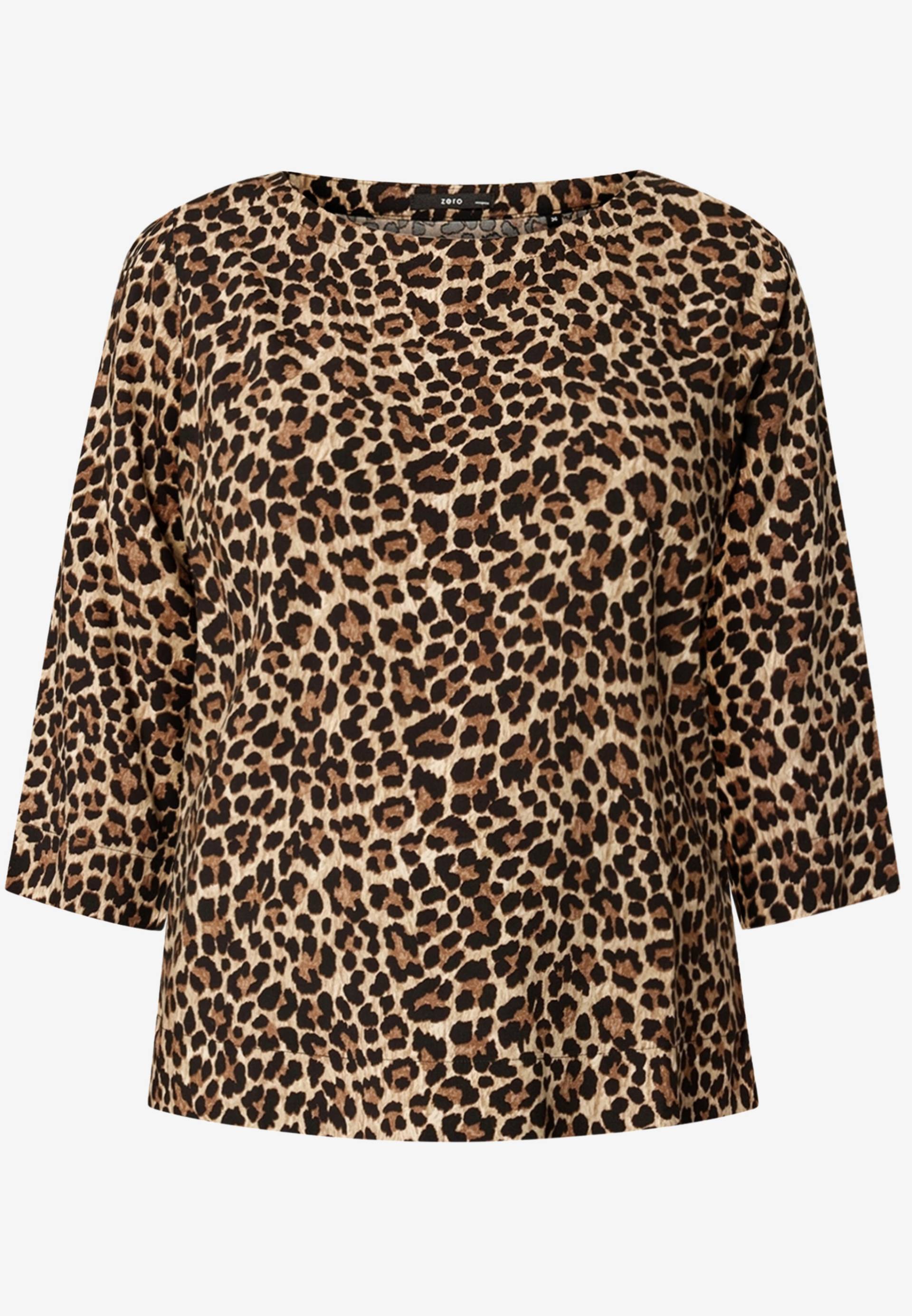 zero - Leobluse mit Rundhalsausschnitt beigeblack - Gr. - 42 von zero