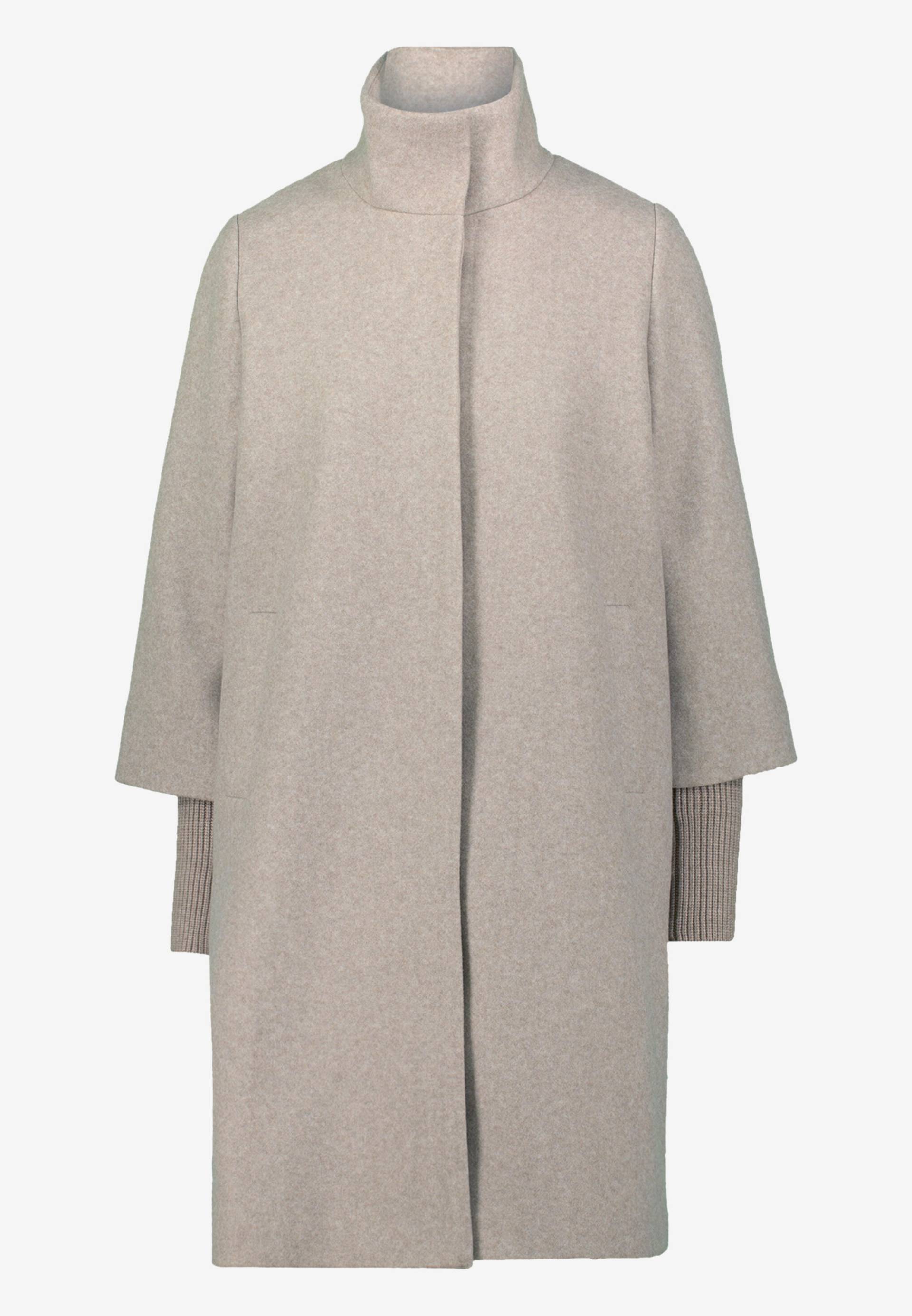 zero - Mantel Wolloptik mit Stehkragen taupe melange - Gr. - 38 von zero