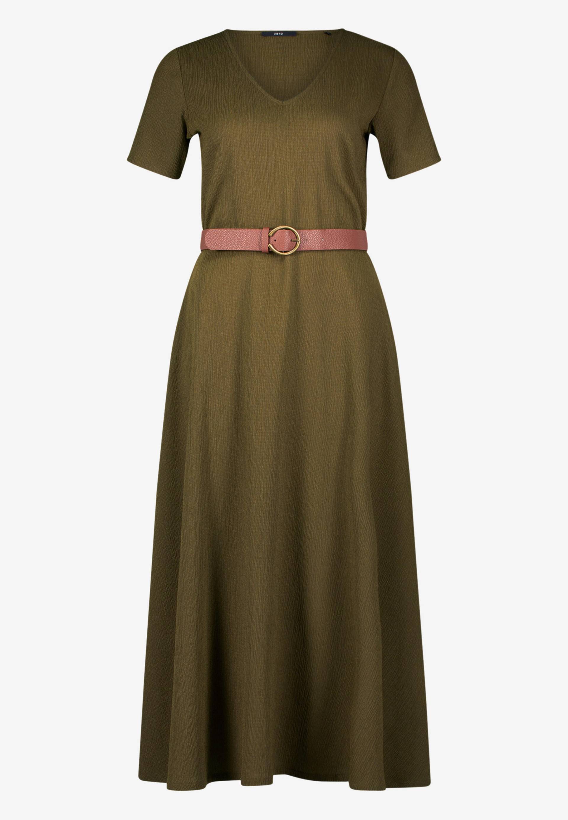 zero - Midikleid mit Gürtel dark olive - Gr. - 44 von zero