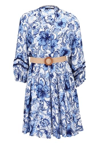 zero Damen Minikleid mit Blumendruck 34, CreamBlue von zero