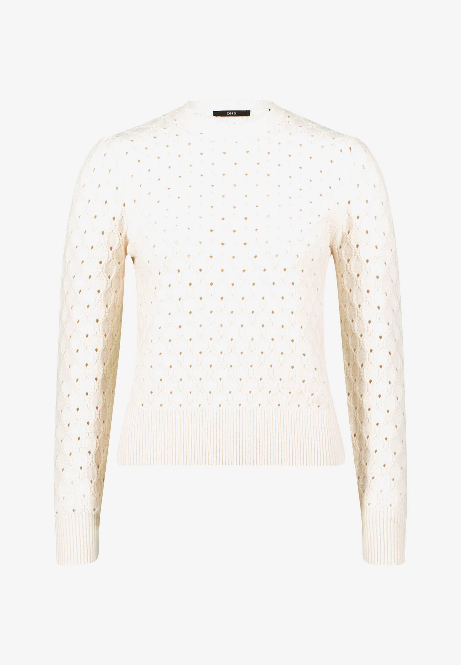 zero - Pullover mit Lochstrickmuster eggnog - Gr. - 42 von zero