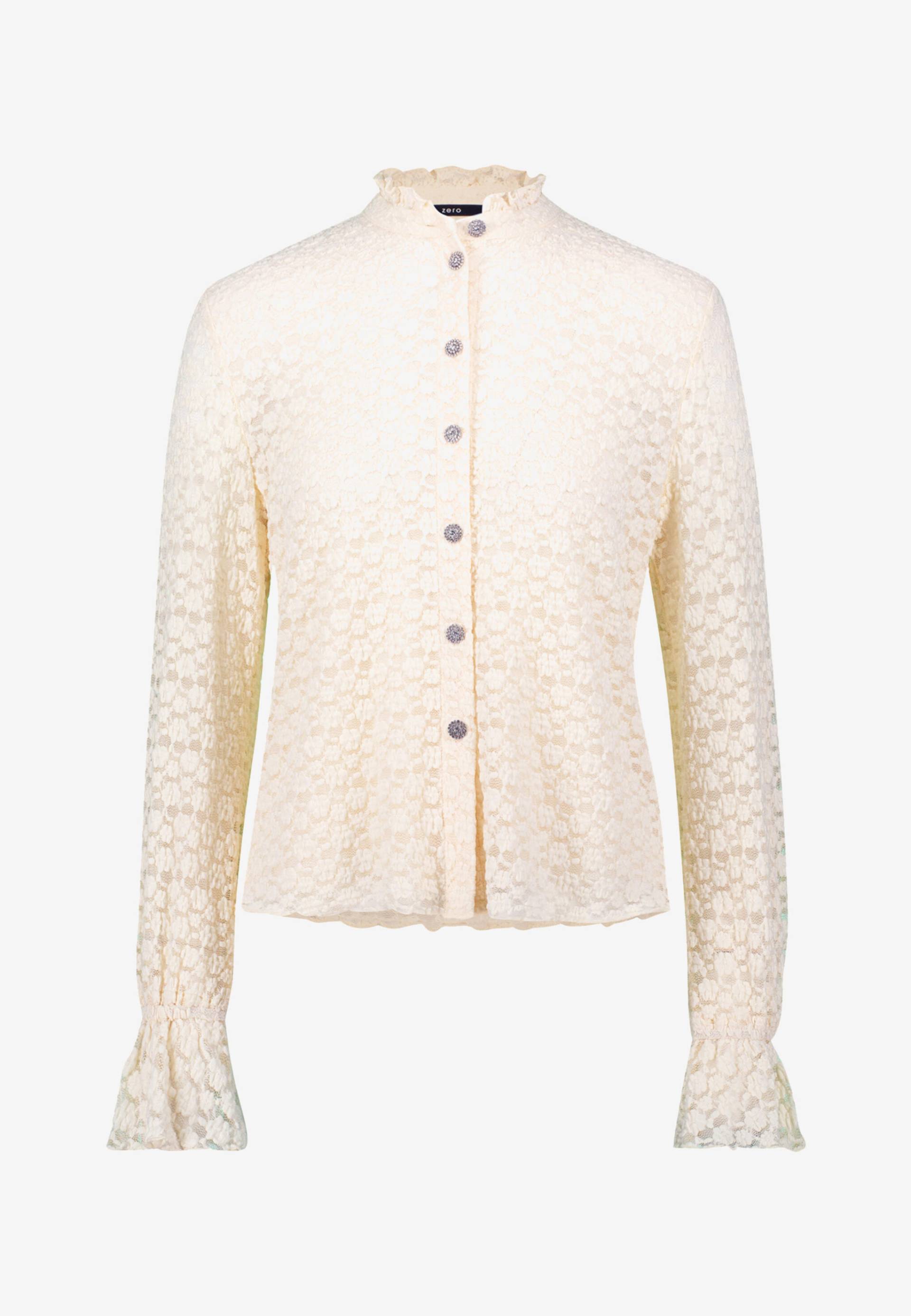 zero - Spitzenbluse mit Knopfleiste eggnog - Gr. - 42 von zero