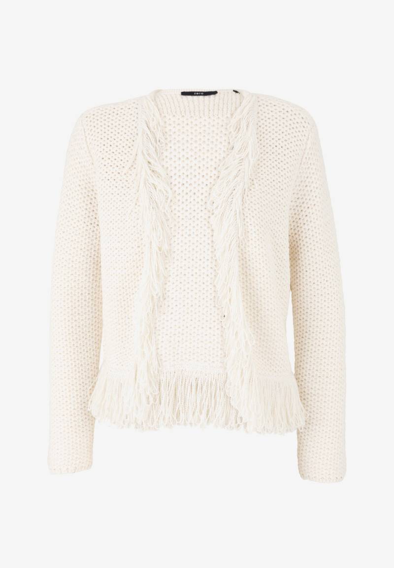 zero - Strickjacke mit Fransen creamwhite - Gr. - 34 von zero