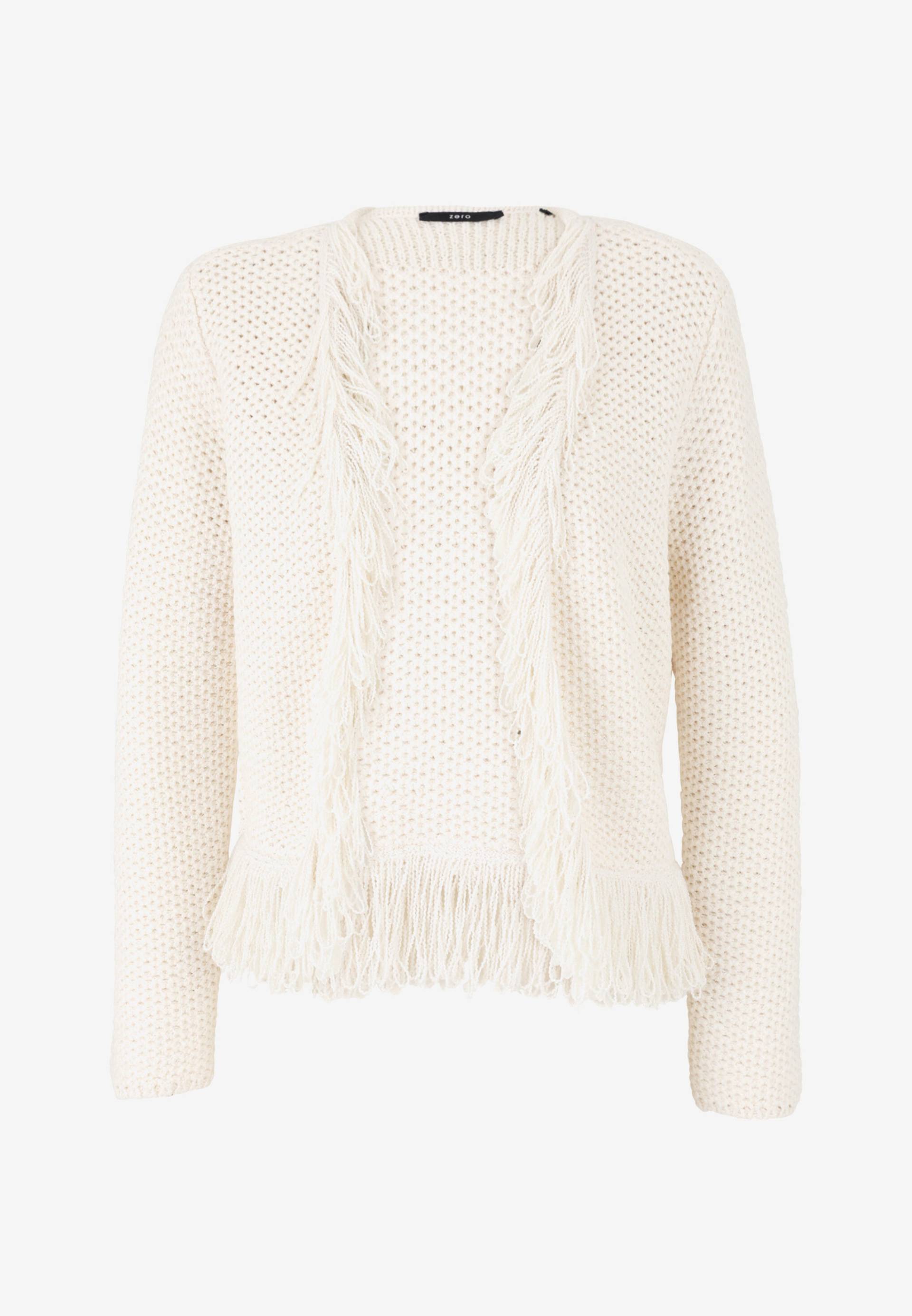 zero - Strickjacke mit Fransen creamwhite - Gr. - 36 von zero