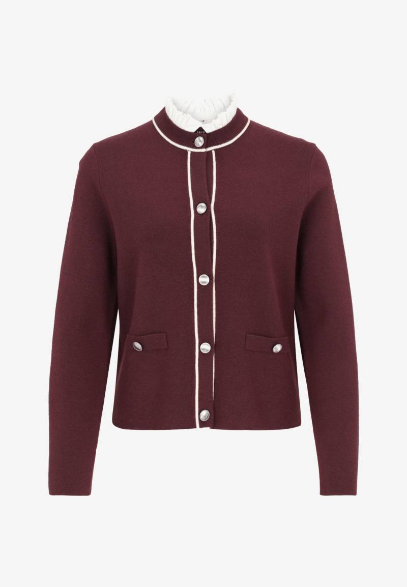 zero - Strickjacke mit Ziertaschen patch dark red/cream - Gr. - 38 von zero