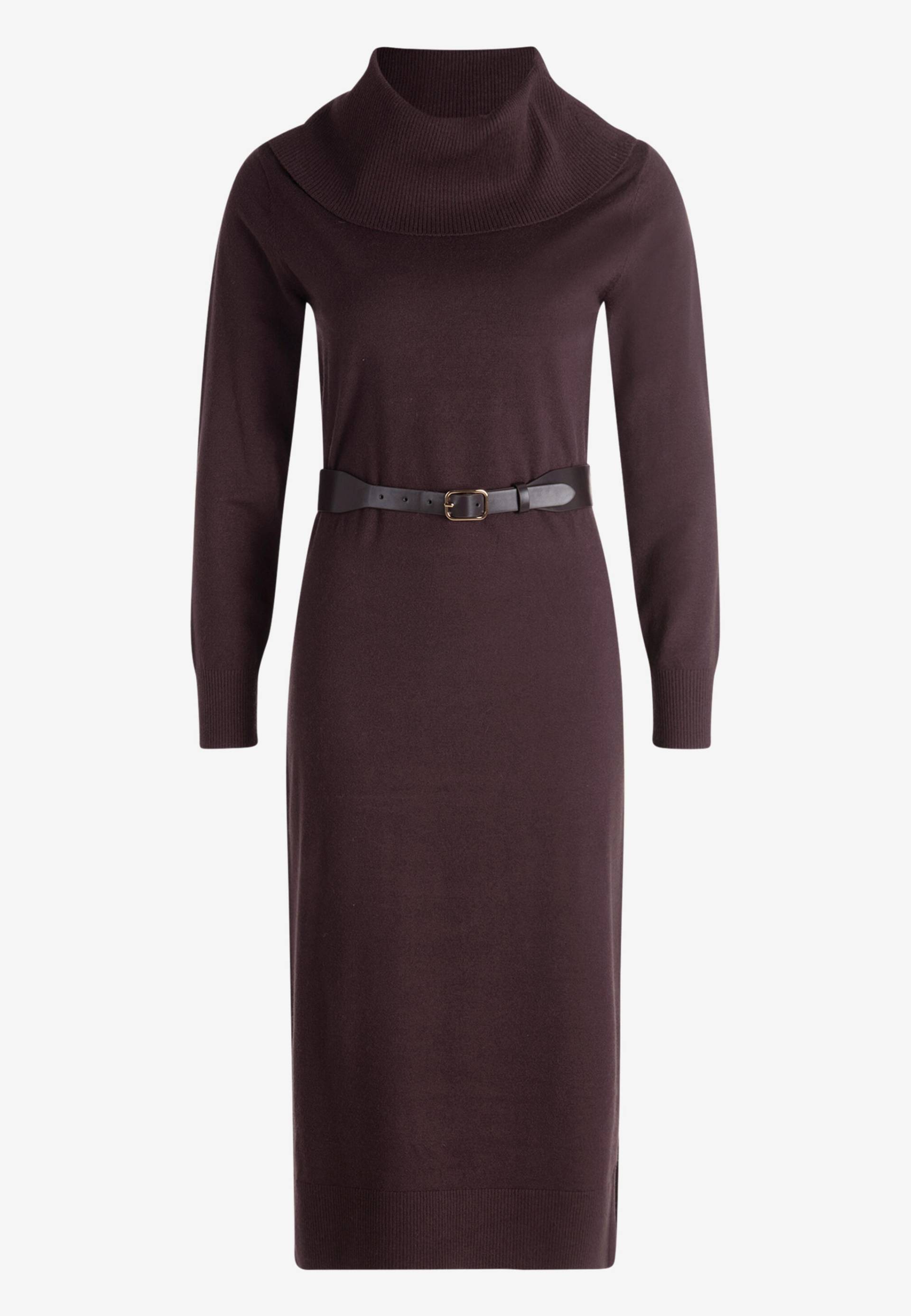 zero - Strickkleid mit Gürtel chocolate plum - Gr. - 34 von zero