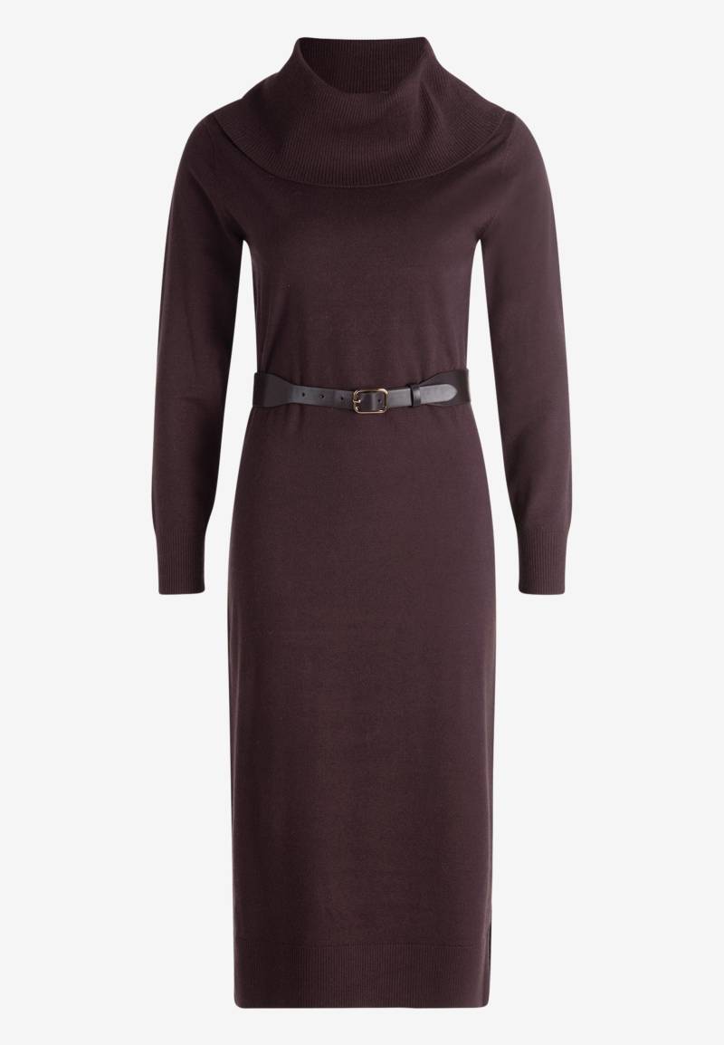 zero - Strickkleid mit Gürtel chocolate plum - Gr. - 38 von zero