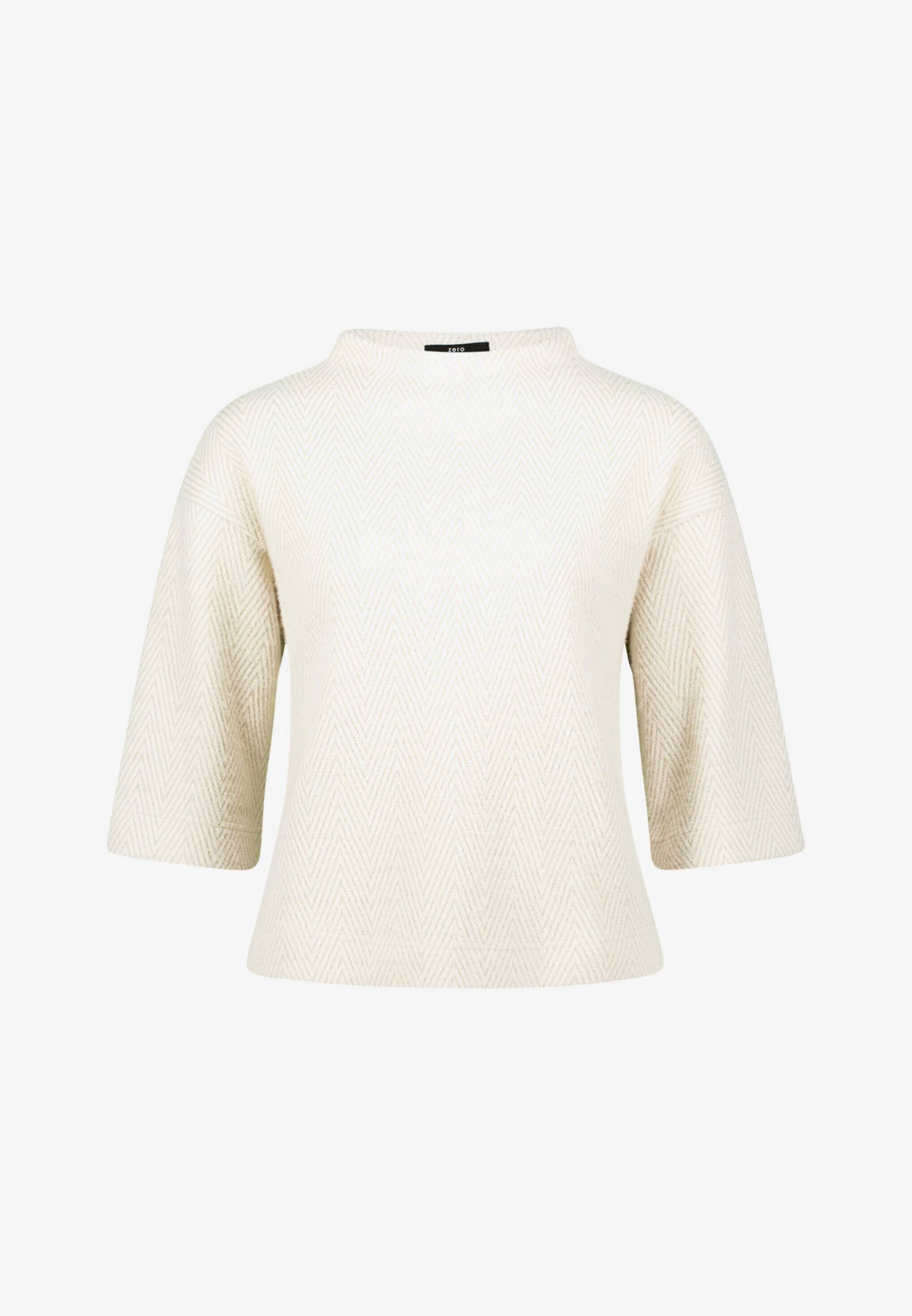 zero - Sweatshirt mit Fischgrätmuster beigecream - Gr. - 44 von zero
