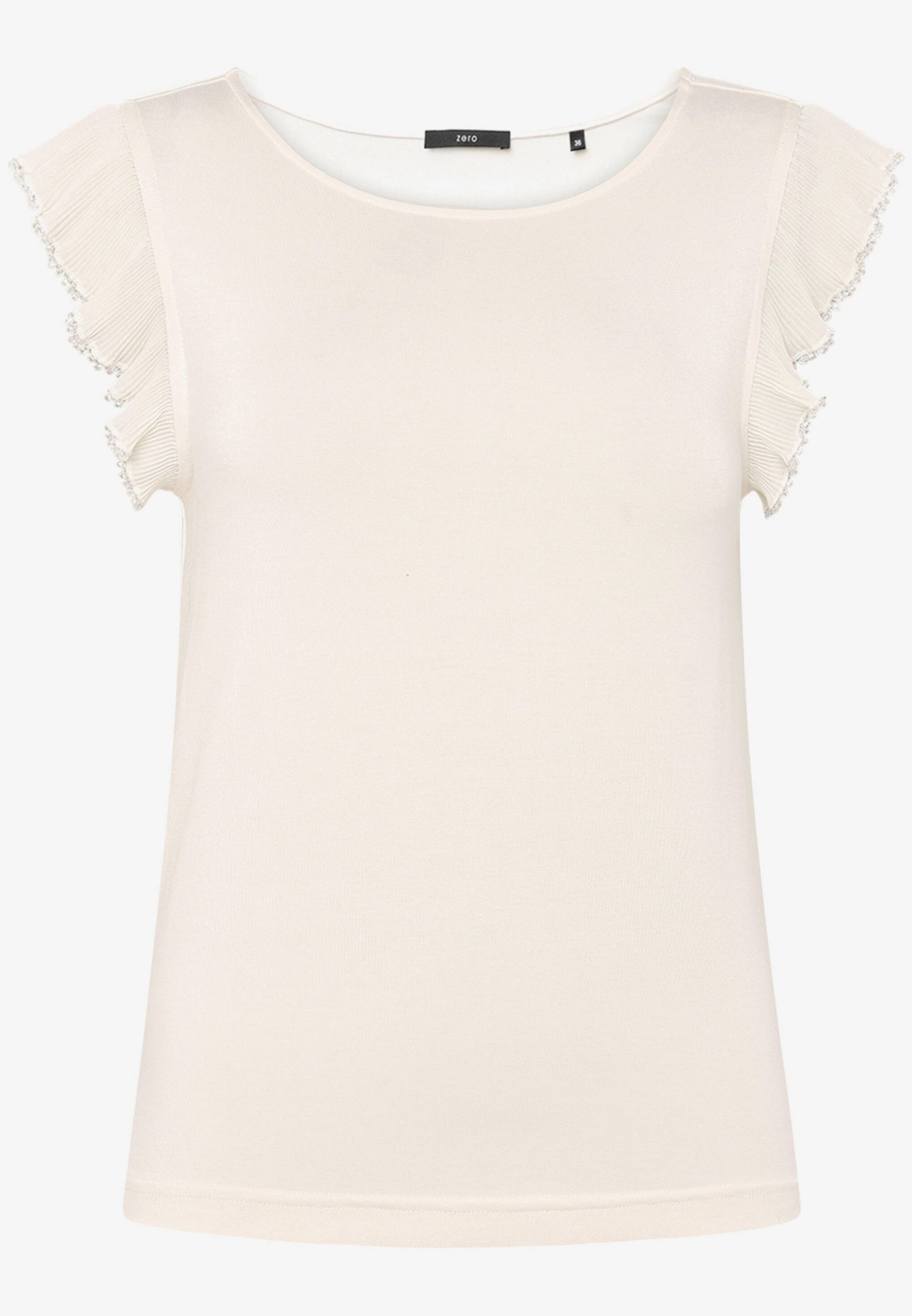 zero - T-Shirt Rüschen mit Perlen eggnog - Gr. - 34 von zero