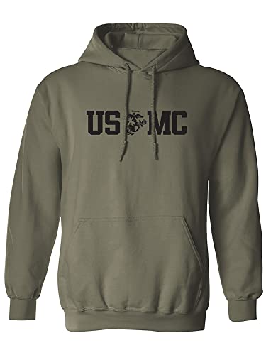 USMC Erwachsene Kapuzenpullover Eagle Globe Anchor - Grün - X-Large von zerogravitee