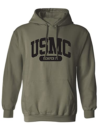 USMC Semper Fi Marines Kapuzen-Sweatshirt, Militärgrün - Grün - X-Large von zerogravitee