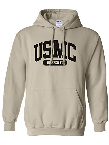 USMC Semper Fi Marines Kapuzen-Sweatshirt in Sand, Sand, X-Large von zerogravitee