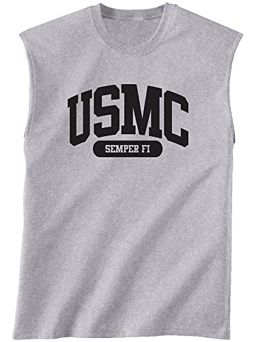 USMC Semper Fi Marines ärmelloses Shooter Shirt – Sportgrau - Grau - X-Groß von zerogravitee