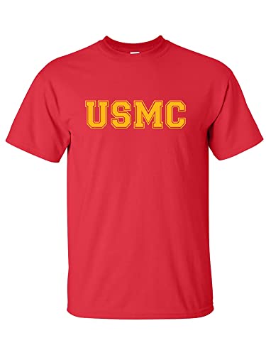 zerogravitee USMC Athletic Gold T-Shirt für Erwachsene, kurzärmelig - Rot - X-Groß von zerogravitee