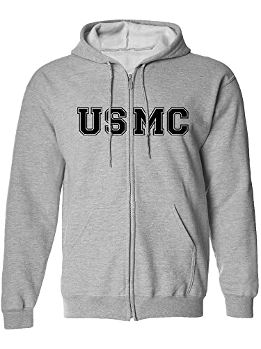 zerogravitee USMC Kapuzenpullover mit durchgehendem Reißverschluss in Grau, Grau - Sport Grey, X-Large von zerogravitee