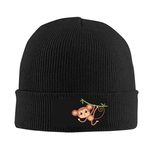 zerosevenee Unisex Beanie für Damen und Herren mit Bündchen, einfarbig, Strickmütze, Winter, weich, warm, Beanies, Mützen, Süßer Affe, Einheitsgröße zerosevenee Unisex Beanie für Damen und Herren mit Bündchen, einfarbig, Strickmütze, Winter, weich, warm, Beanies, Mützen, Süßer Affe, Einheitsgröße von zerosevenee