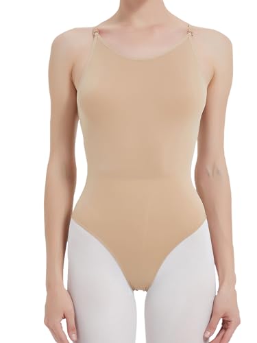 zffriction Ballett Trikot Damen Ballettanzug Camisole Nahtlose Turnanzug BallettKleidung Tanzen Unterwäsche mit Verstellbaren Trägern (M,Nude) von zffriction