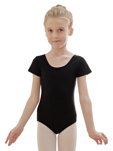 zffriction Ballettanzug Mädchen Ballettkleidung Kinder Ballett Trikot Turn-Leotards Gymnastik Turnanzug Trikot aus Baumwolle für Mädchen Damen(120,Schwarz) von zffriction
