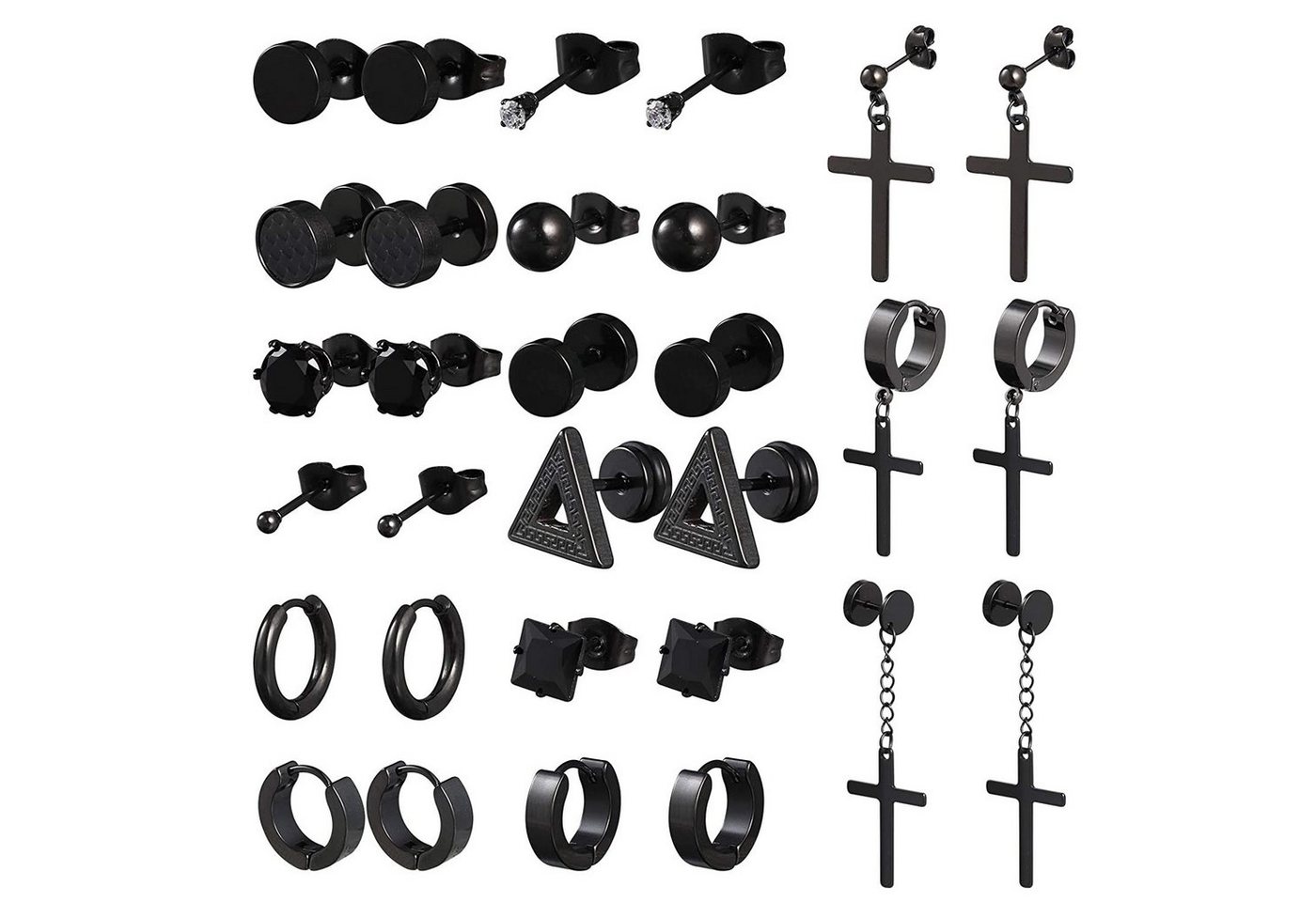 zggzerg Ohrring-Set 15 Paare Herren Damen Ohrringe Kreuz Ohrstecker Set von zggzerg