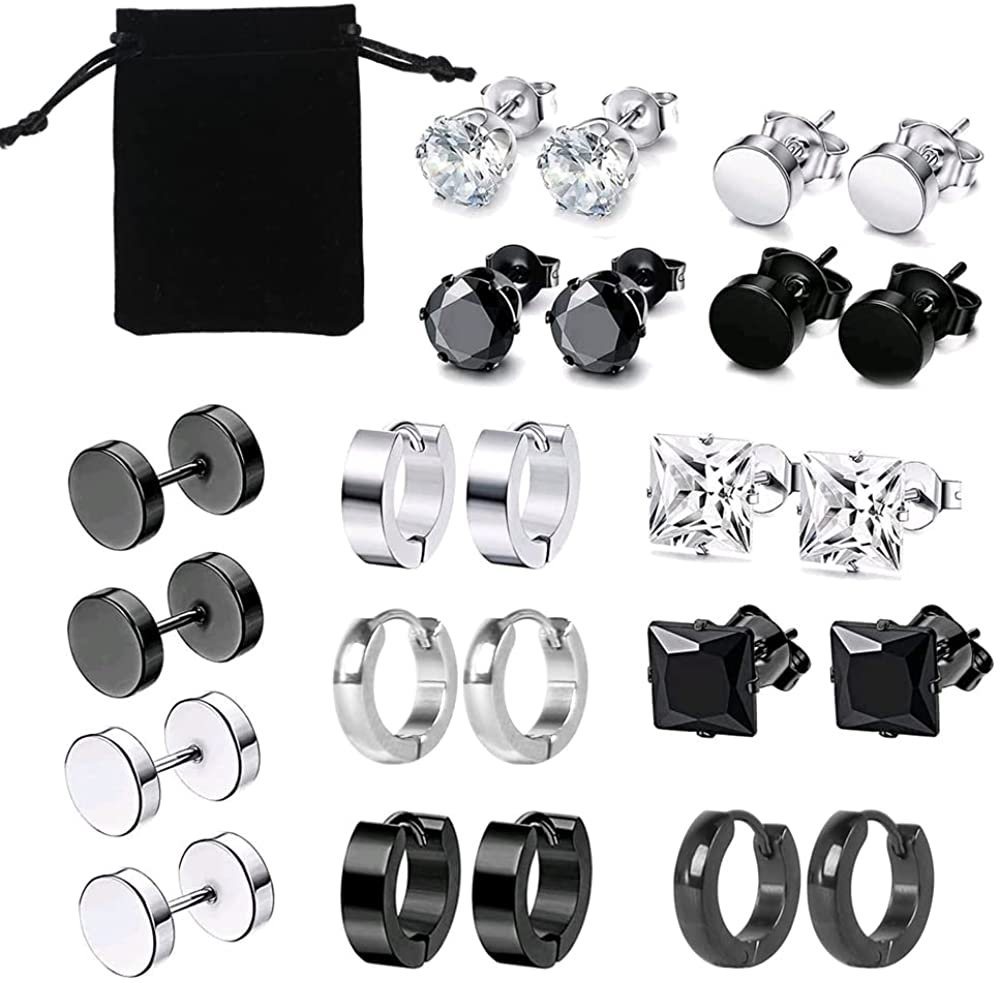 zggzerg Ohrstecker-Set Zggzerg 12 paar Edelstahl Ohrringe für Herren Damen Ohrringe Set (12-tlg) von zggzerg