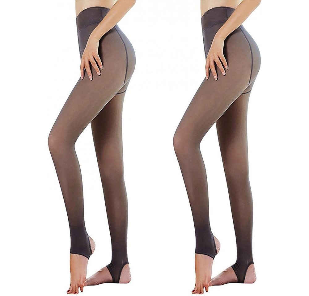 zggzerg Strumpfhose 2 Stück Damen Thermostrumpfhosen, Warmer Fleece Strumpfhose Gefütterte von zggzerg