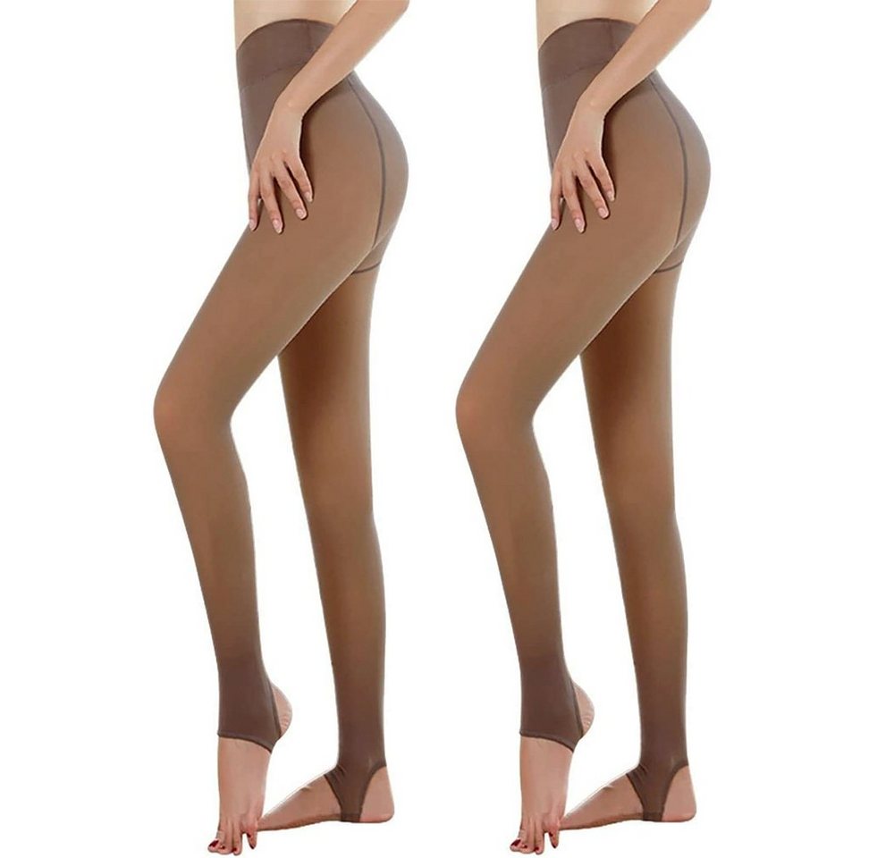 zggzerg Strumpfhose 2 Stück Damen Thermostrumpfhosen, Warmer Fleece Strumpfhose Gefütterte von zggzerg