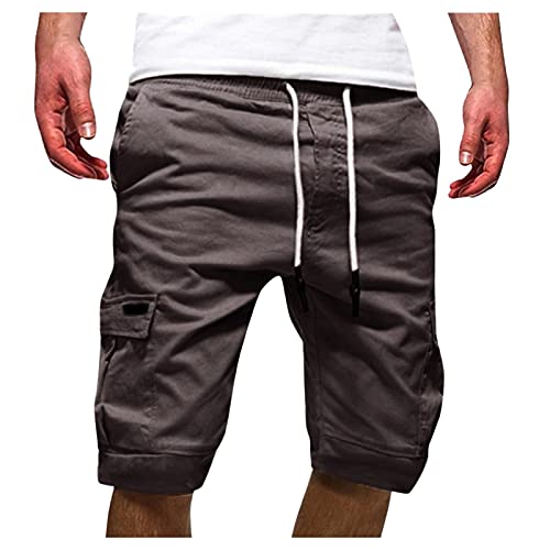 zhandouji Cargo Shorts Herren Baumwolle Chino Shorts Herren Stretch Kurze Hosen Sommer Bermuda Short Freizeithose mit Taschen Sommerhose Kordelzug Herrenshorts Cargohose Jogginghose von zhandouji