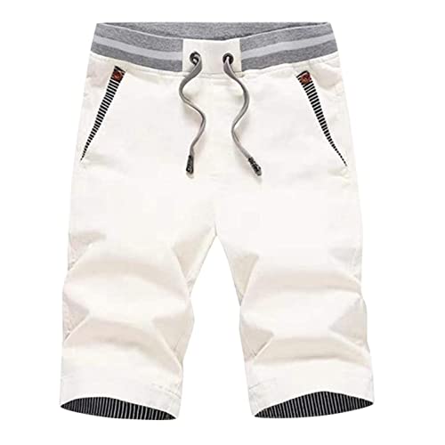 zhandouji Herren Kurze Hose Chino Sport Shorts Sommer Elastisch Gummibund Kordelzug Herrenshorts Männer Bermuda Freizeithose Jogginghose Casual Mann Shorts von zhandouji