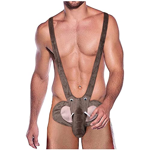 zhandouji Unterwäsche Unterhose Lustig Herren Elefanten Slips Strings Tanga Sexy Mankini Bodysuit Nachtwäsche Jumpsuits Straps Lover Geschenk, 1 per pack, Grau, Einheitsgröße von zhandouji