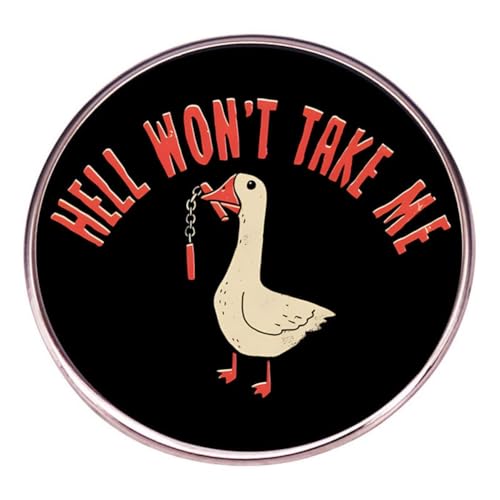 Hell Won't Take Me Duck Emaille Pin Lustige Buchstabe Gans Anstecknadel Metall Brosche Cartoon Tier Abzeichen Pin für Frauen Männer Zubehör für Kleidung Rucksäcke Hüte Metall Kein Edelstein Metall von zhanghaoran