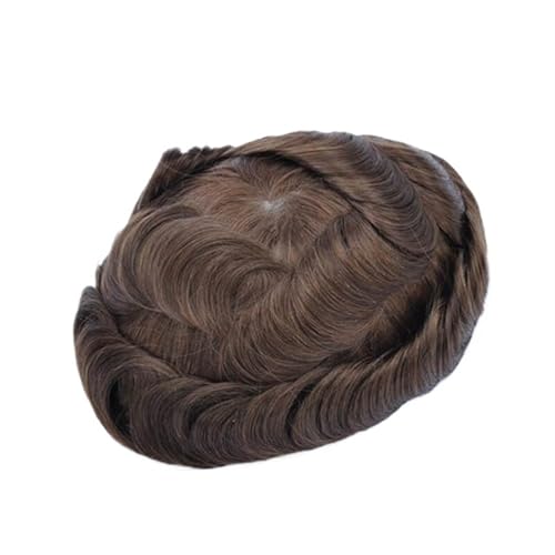 Herrenperücke Natürlicher menschlicher Haaraufsatz mit grauem Haar, Toupet for Männer, Haarkapillarprothese for Männer, Schweizer Spitze, PU, ​​indische menschliche Haarperücken for Männer Perücke Her von zhangrui1888